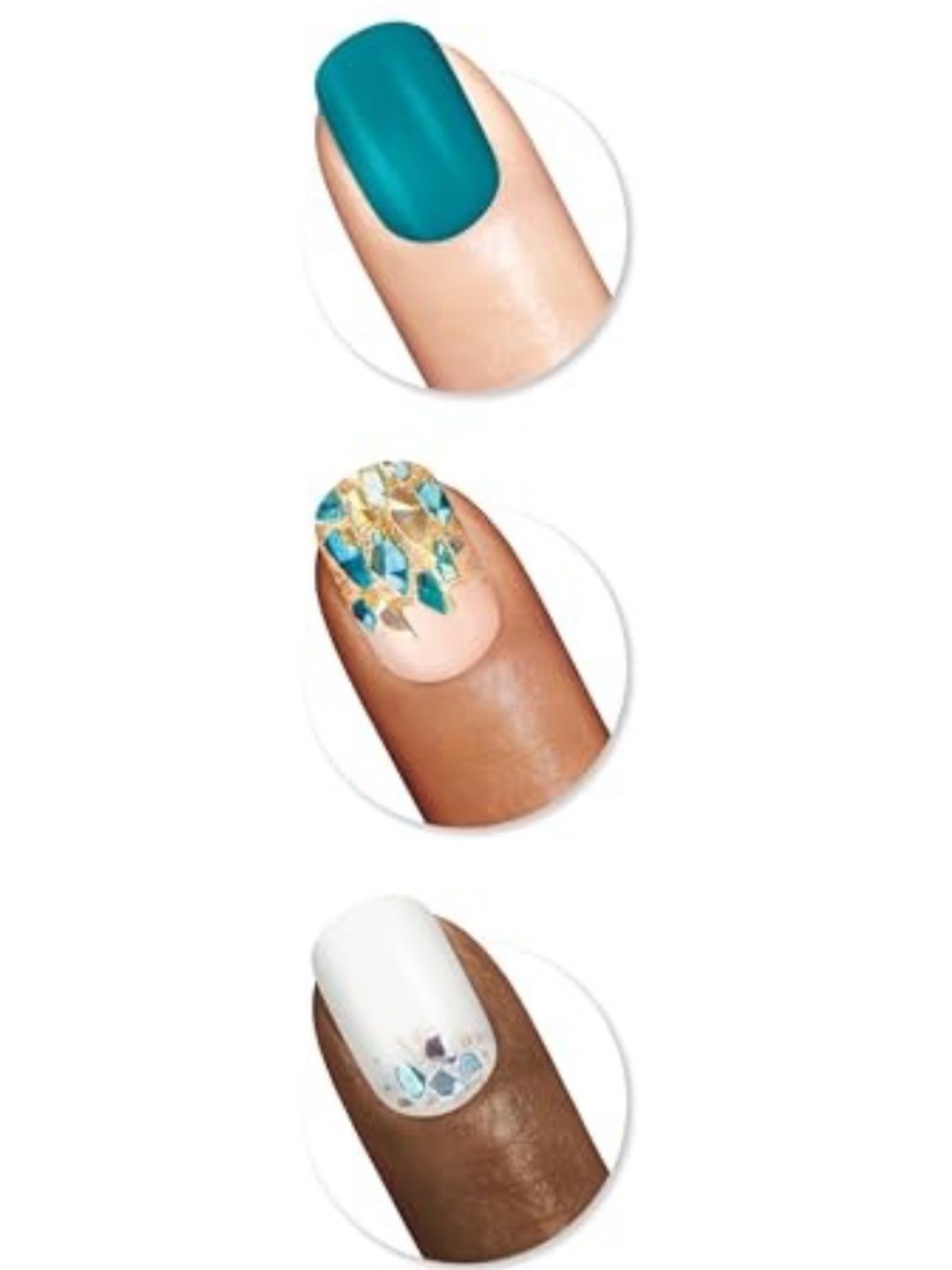 2 PK- Sally Hansen Nail Strips Teal Blue Salon Effects with Gems